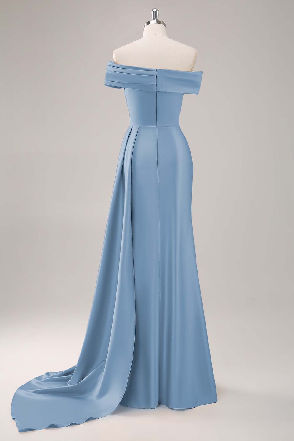 Vestido de cerimónia comprido lilás com um ombro só e fitas