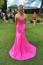 Strapless Appliques Fitted Burgundy Long Prom Dress Party Dress PSK682