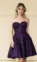 Trägerlos Pailletten A-Line Homecoming-Kleid SYH86