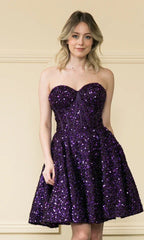 Trägerlos Pailletten A-Line Homecoming-Kleid SYH86
