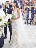 Träger Meerjungfrau Hochzeitskleider Spitze Applikationen Kleider Hochzeitskleider