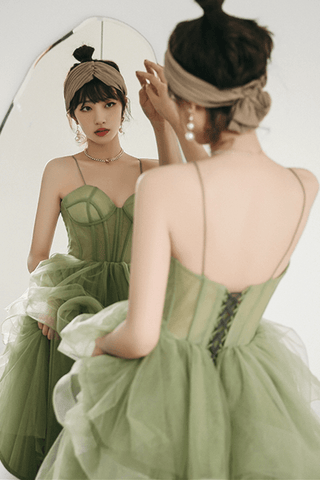 Träger Mint Salbei Grün A-Linie Frühling Formelles Ballkleid PSK338