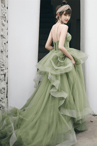 Träger Mint Salbei Grün A-Linie Frühling Formelles Ballkleid PSK338