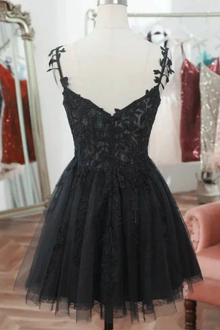 Träger Sweetheart Spitze Süßes Schwarzes Homecoming Kleid Cocktailkleid PD541