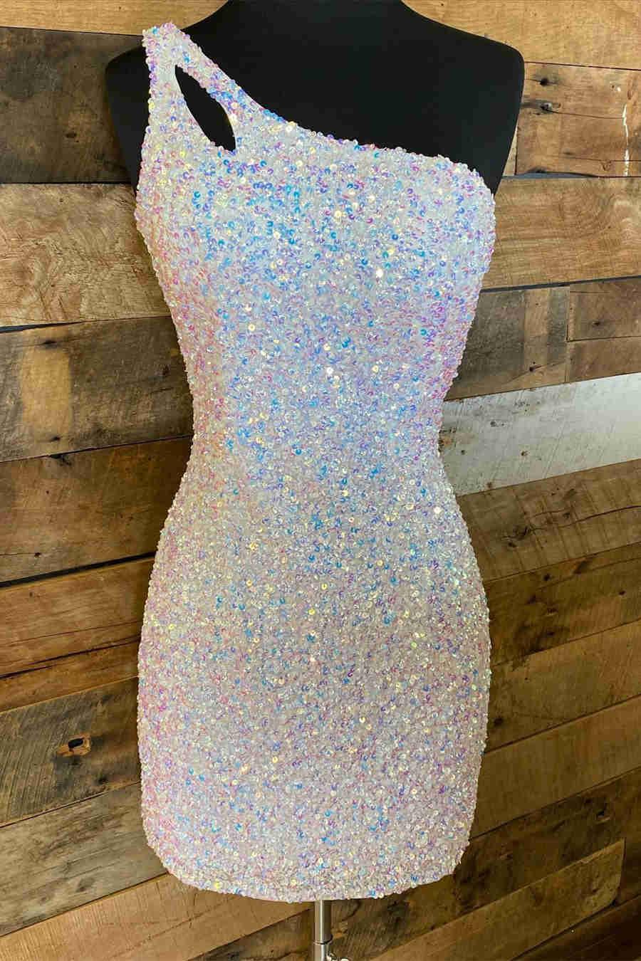 Vestido de Baile de Graduación Rosa Fuerte Brillante con Lentejuelas SYH19