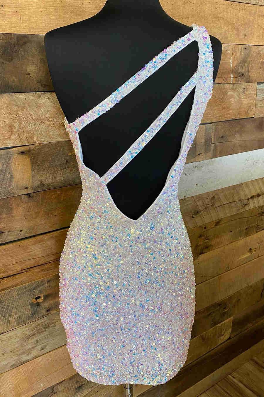 Vestido de Baile de Graduación Rosa Fuerte Brillante con Lentejuelas SYH19