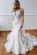 NumberSea Robe de Mariée Fée des Mers Éblouissante en Tulle et Dentelle avec Volants, Robe Nuptiale, MW783