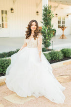 Robe de mariée manches longues taille grande éblouissante avec applications de dentelle, MW534