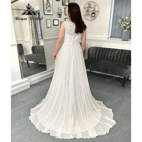 Sommer Ärmellose Spitze Mieder Chiffon EINE Linie Boho Hochzeit Kleid für Frauen 2024 Strand Brautkleid vestido para boda playa Sexy 