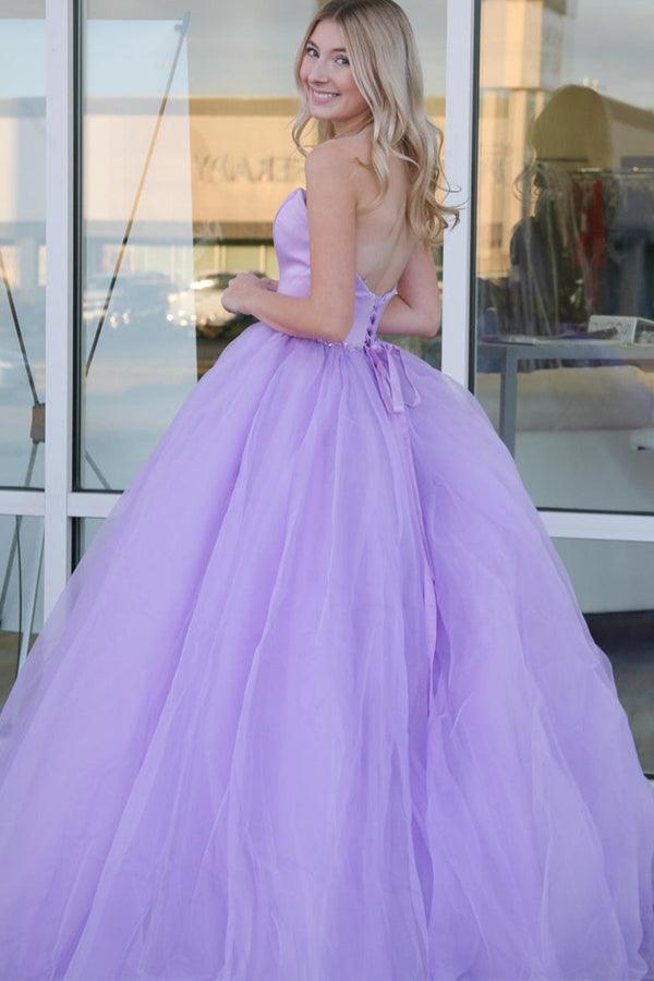 Sweetheart Ball Gown Prom Dresses Lilac Tulle Formal Dress  PSK353