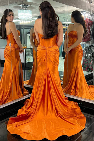 Vestido de festa preto comprido com corte sereia e racha PSK533