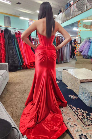 Vestido de festa preto comprido com corte sereia e racha PSK533