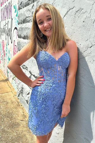 Herzförmiges, korsettförmiges, enges gelbes Homecoming-Kleid mit Spitzenbesatz PD565