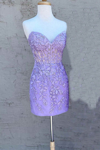 Rosa, figurbetontes Homecoming-Kleid mit Herzausschnitt und Applikationen, PD517