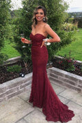 Robe de soirée bustier sirène couleur bordeaux pour bal de promo PSK427