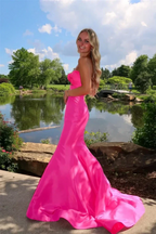 Sweetheart Mermaid Satin Pink Long Prom Dress Party Dress PSK652