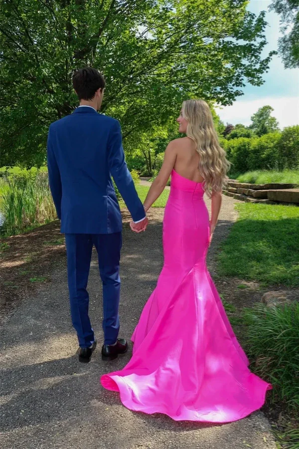 Sweetheart Mermaid Satin Pink Long Prom Dress Party Dress PSK652