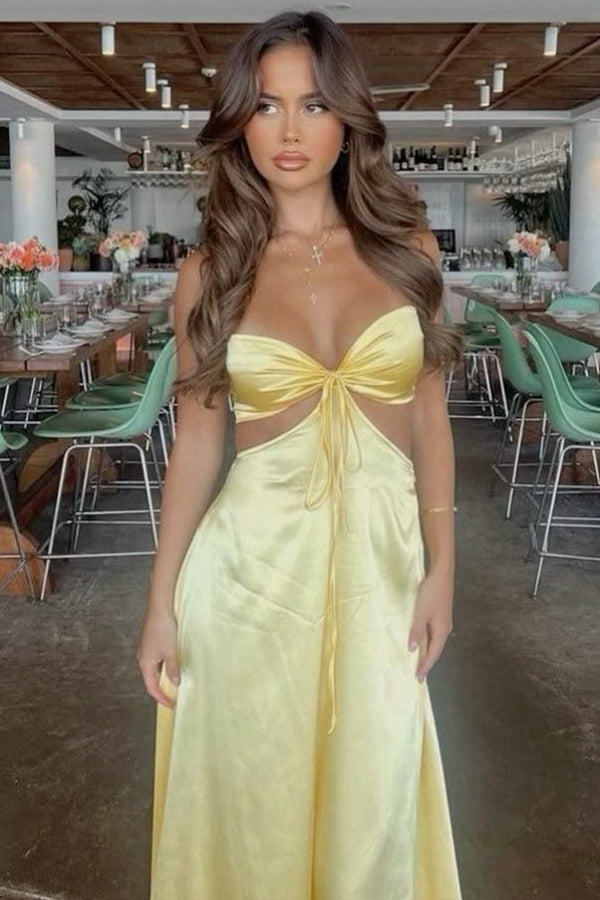 Sweetheart Pink Cutout Prom Dress Party Dress with Bow Back PSK715