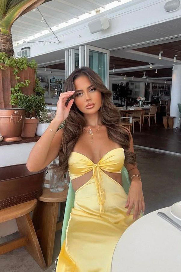 Sweetheart Pink Cutout Prom Dress Party Dress with Bow Back PSK715