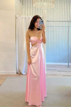Sweetheart Pink Cutout Prom Dress Party Dress with Bow Back PSK715