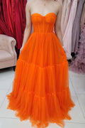 Robe de bal en tulle orange cœur de sœur avec corset et bustier PSK256