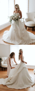Liebsten Trägerlosen Spitze Satin Ballkleid Brautkleider, DB0171