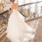 Vestidos de noiva vintage simples, sem alças, com folhos, em chiffon, com atilhos nas costas, WD0197