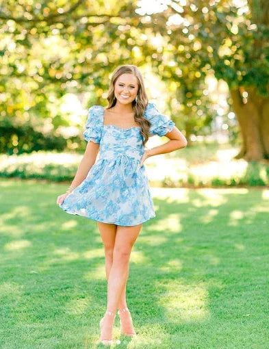 Vestido corto de estilo retro con flores, línea A, para el baile de bienvenida, conjunto de verano Y2957