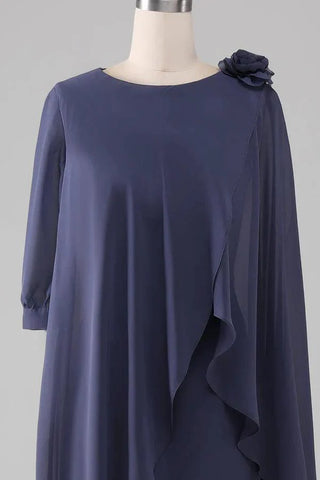 Kleid für die Brautmutter, knielanges Chiffonkleid mit Perlen