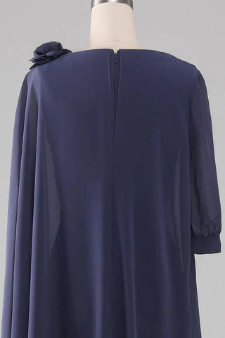 Kleid für die Brautmutter, knielanges Chiffonkleid mit Perlen
