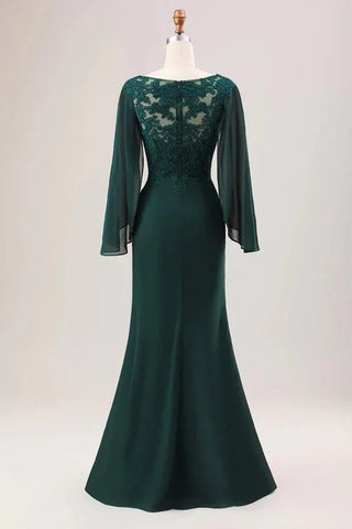 Kleid für die Brautmutter, glitzernd, Meerjungfrau, Chiffon, lange Ärmel