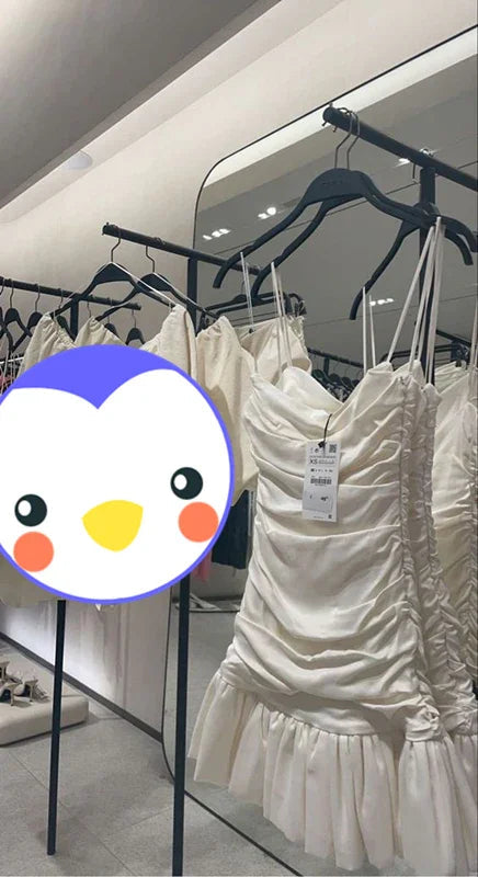 Schickes Rüschenkleid mit Raffung Kurzes Homecoming-Kleid Y2024