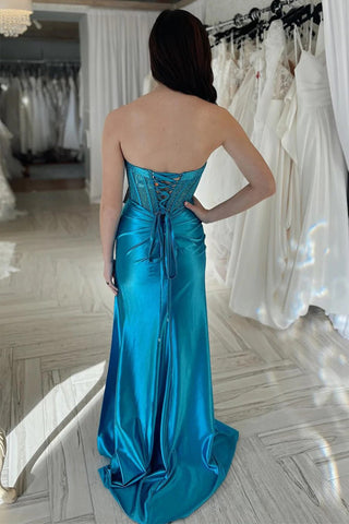 Strass trägerloses Etuikleid in Grün, Ballkleid, formelles Kleid PSK559