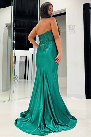 Strass trägerloses Etuikleid in Grün, Ballkleid, formelles Kleid PSK559