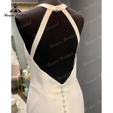 Trouwjurk Halter Boho Satin Meerjungfrau/Trompete Brautkleid Sweep Zug Open Back 2025 Vinatge Boho Custom Made robe de mariée