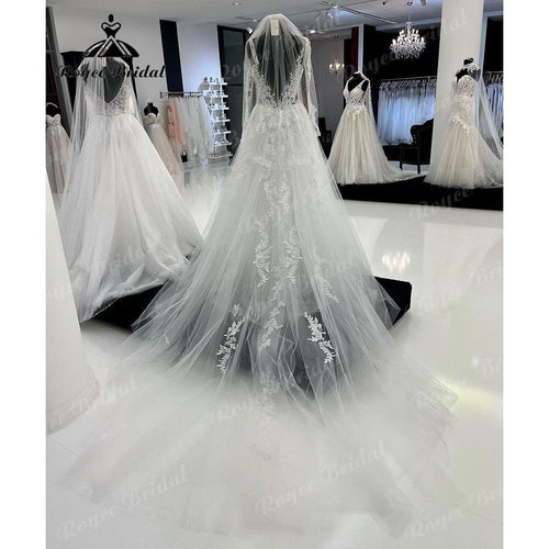 Vestido de Novia con Aplicaciones de Encaje y Abalorios para Mujer 2025 Traje Largo de Boda Vestido de Novia sin Mangas Vestido de Boda NumberSea