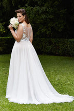 NumberSea Tulle A-line Scoop Lace Appliques Plus Size Wedding Dress, Bridal Gown, MW988