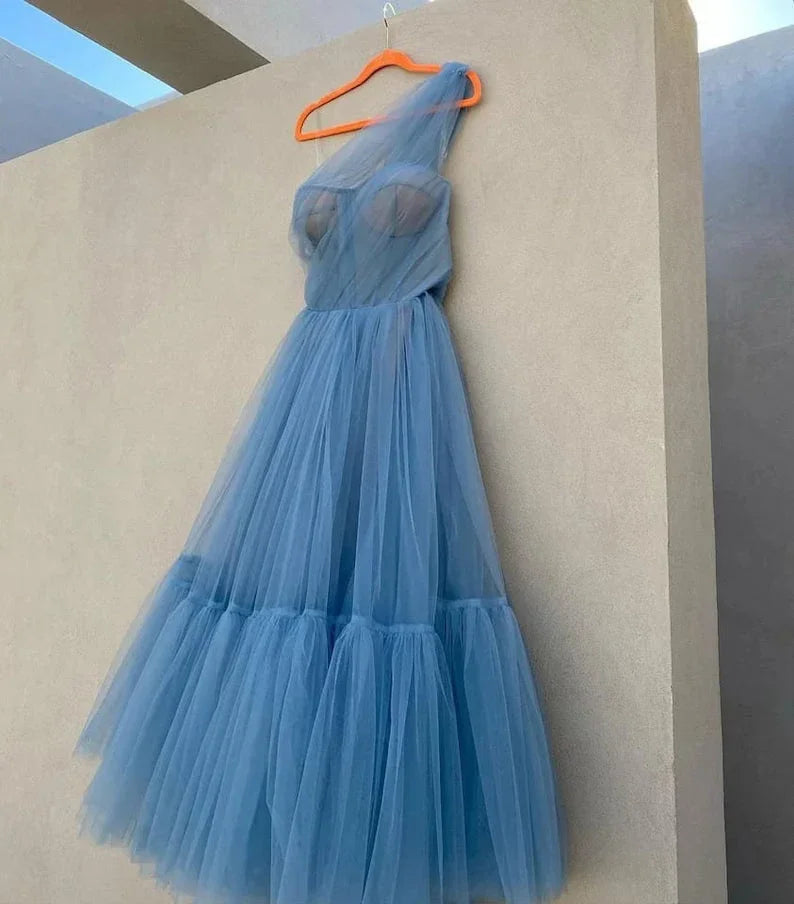 Einschulter-Tüll-Abschlussballkleid SYP167