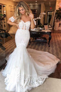 Robe de mariée NumberSea en tulle sirène avec décolleté cœur et applications de dentelle, Robe de mariée, MW744