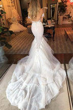 NumberSea Tulle Mermaid Sweetheart Lace Appliques Wedding Dresses, Bridal Gown, MW744