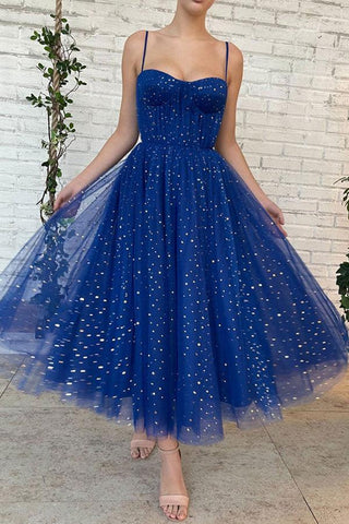 Tüll Sweetheart Träger kurzes Ballkleid Tee Länge Homecoming Kleider PD447