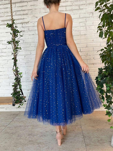 Tüll Sweetheart Träger kurzes Ballkleid Tee Länge Homecoming Kleider PD447
