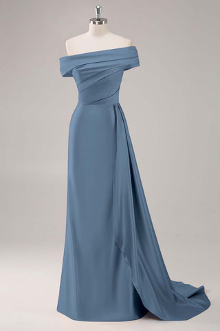 Lilac Sheath One Shoulder Long Formal Dress with Streamer