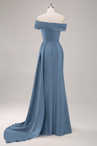 Lilac Sheath One Shoulder Long Formal Dress with Streamer