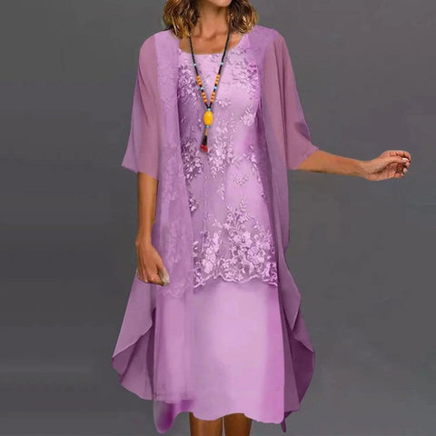 Kleid für die Mutter der Braut mit zweiteiligem Chiffon-Blumenkleid/Säule