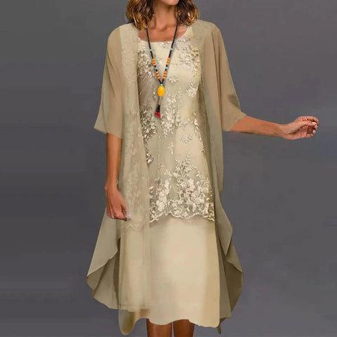 Kleid für die Mutter der Braut mit zweiteiligem Chiffon-Blumenkleid/Säule