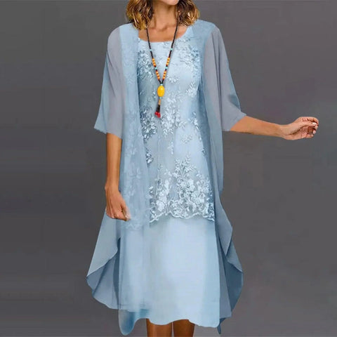 Kleid für die Mutter der Braut mit zweiteiligem Chiffon-Blumenkleid/Säule