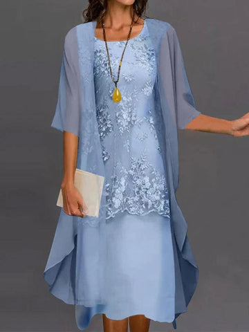 Kleid für die Mutter der Braut mit zweiteiligem Chiffon-Blumenkleid/Säule