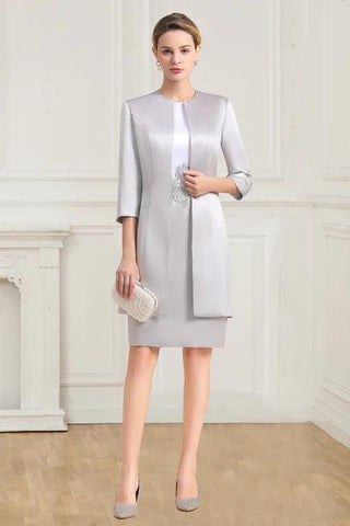 Kleid für die Brautmutter, zweiteilig, 3/4-Ärmel, kurzes Etuikleid mit Jacke