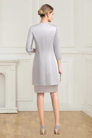Kleid für die Brautmutter, zweiteilig, 3/4-Ärmel, kurzes Etuikleid mit Jacke